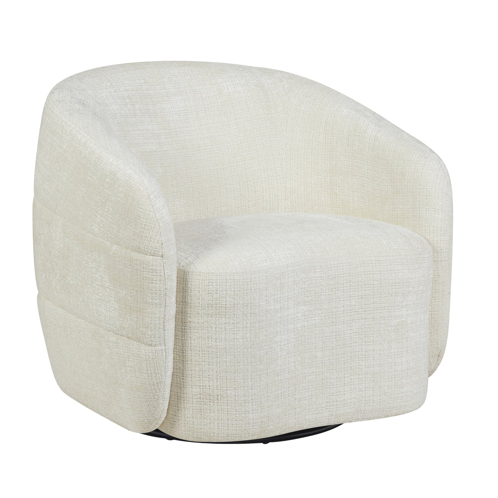 Fauteuil Yara in gebroken wit, ronde fauteuil met stoffering en armleuningen