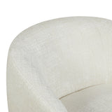 Fauteuil Yara in gebroken wit: close-up van armleuning en stoffen textuur