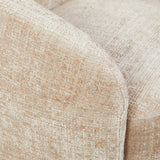 Gestoffeerde fauteuilbekleding in beige weefstructuur, afgeronde hoek