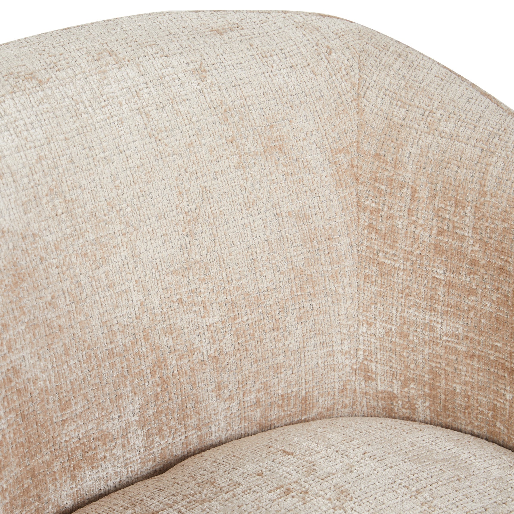 Beige fauteuilzitting en rug met doorlopende ronding, fijn geweven stof
