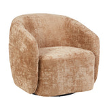 Leunstoel met opstaande zijkanten en ronde rugleuning, beige stof