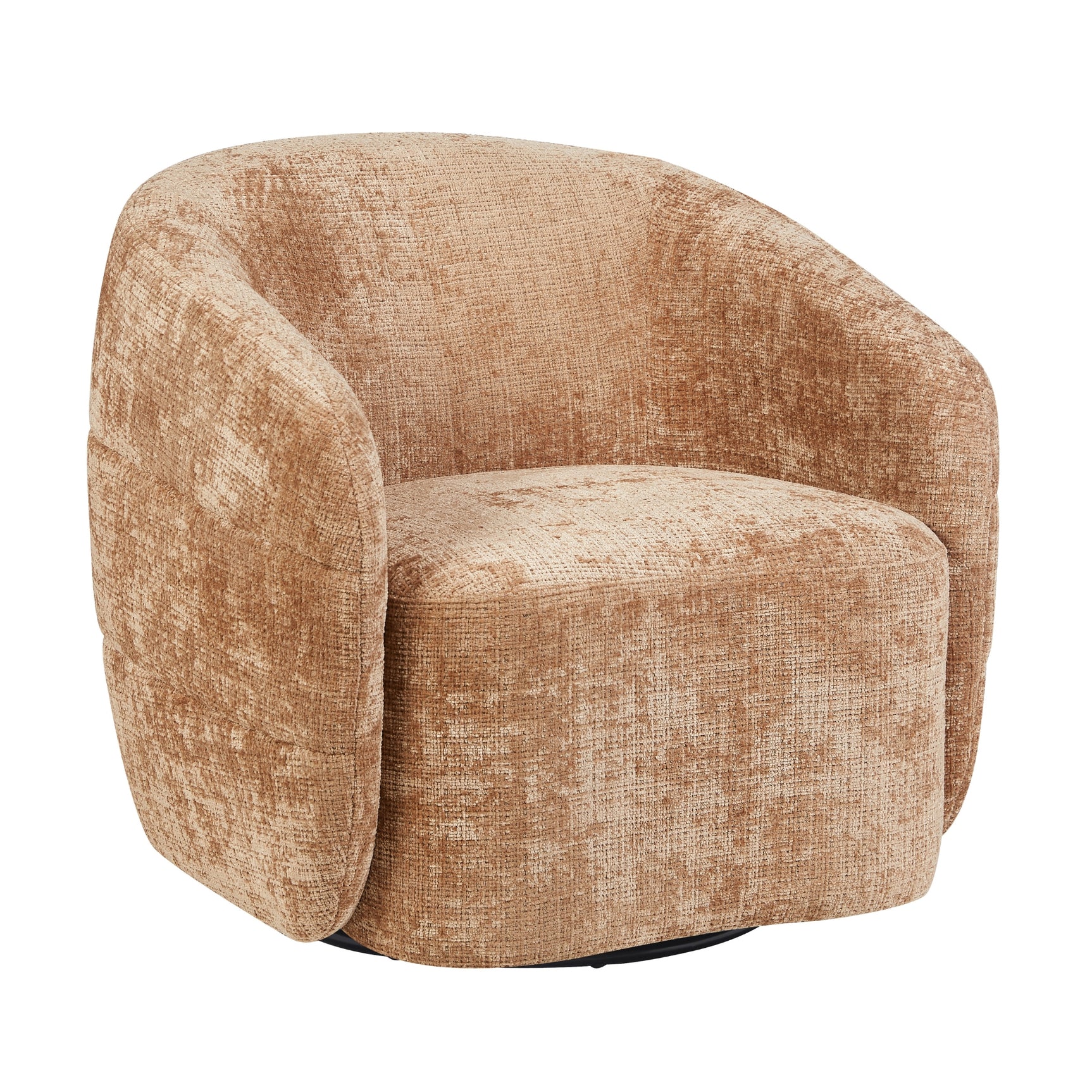 Leunstoel met opstaande zijkanten en ronde rugleuning, beige stof