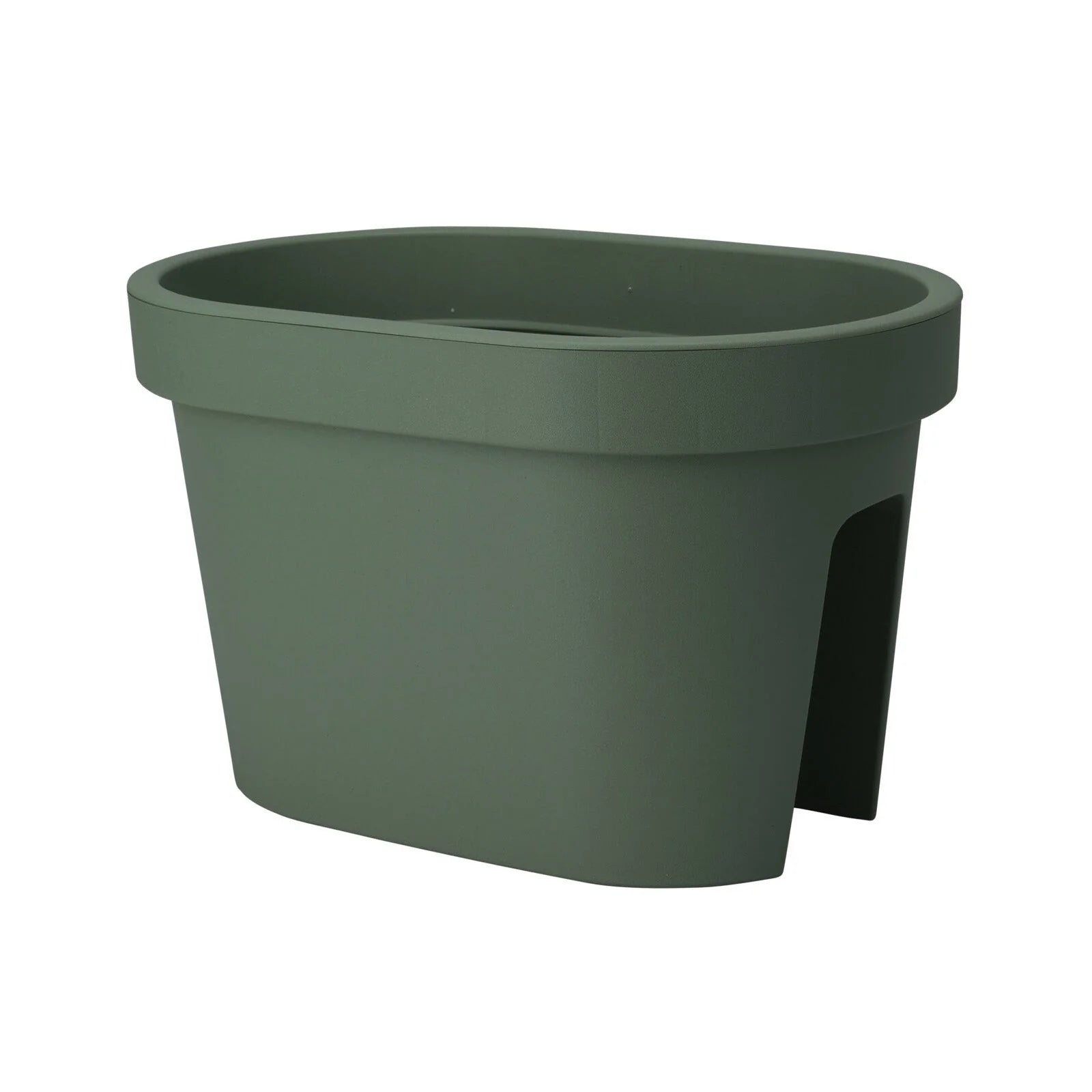 Groene kunststof balkonbak 27x40x25 cm, ronde bovenrand en zijhandvat