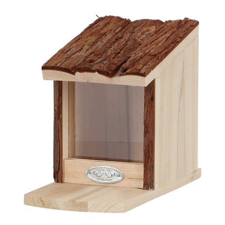 Houten voederhuisje met boomschorsdak en open front, Esschert design