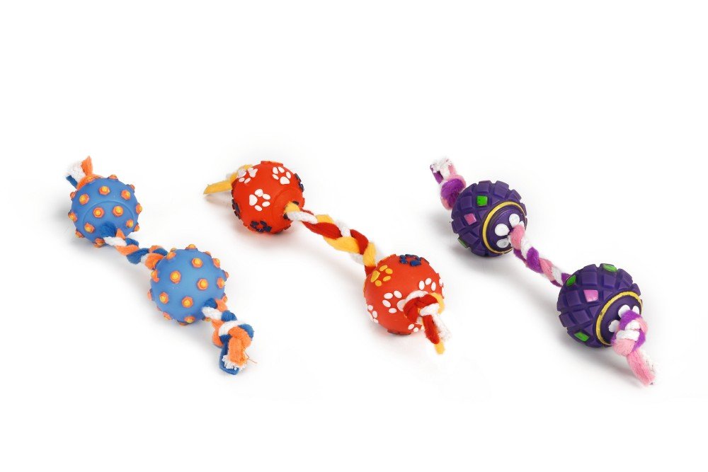 Beeztees - pluche koord+vinyl ball.