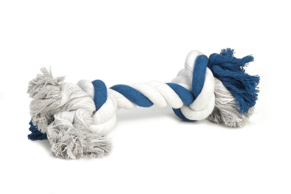 Beeztees flossytoy speeltouw met knopen, grijs en blauw