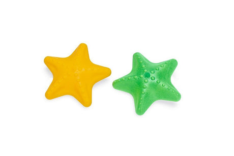 Foam zeester speelgoedassortiment: gele en groene zeester met nopjes