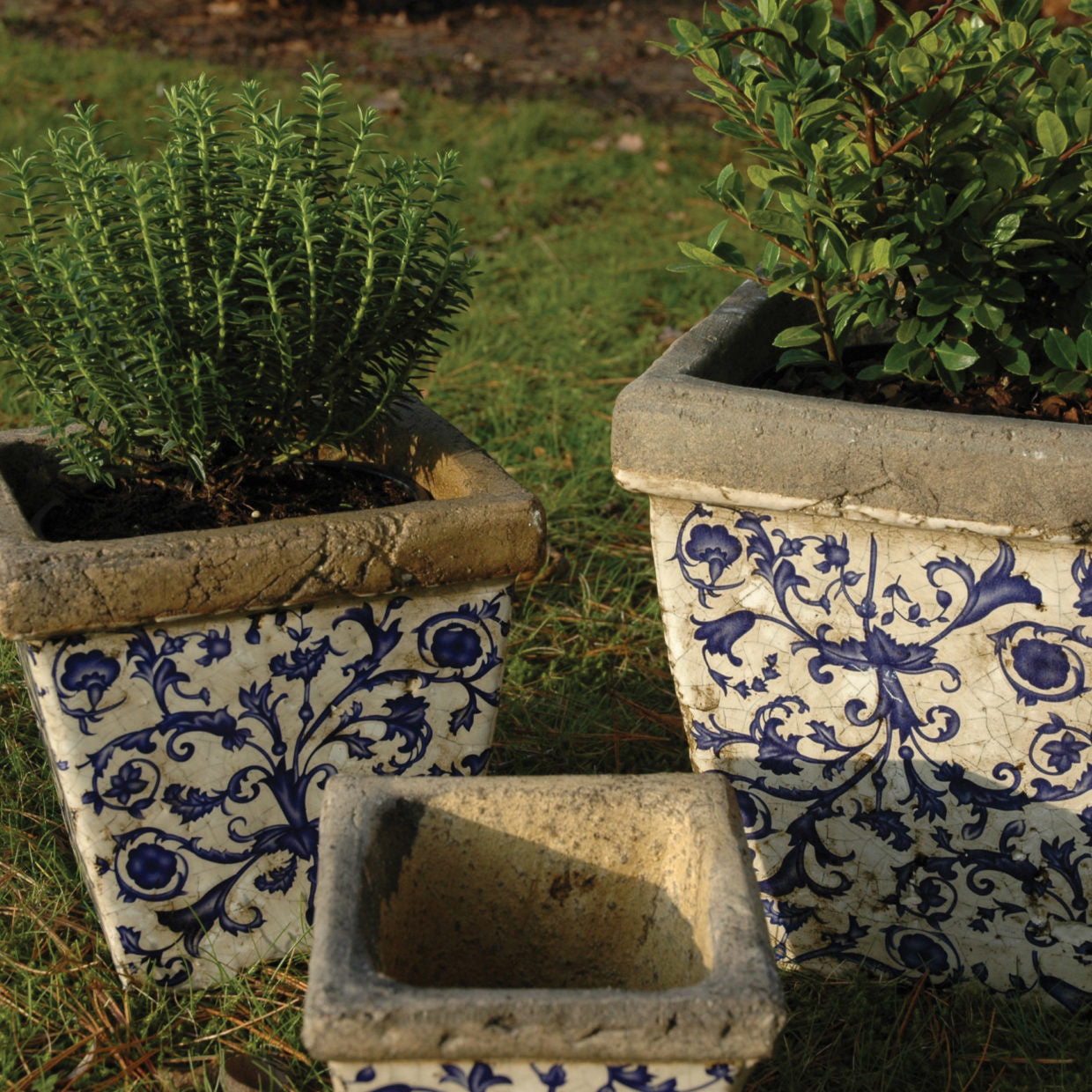 Esschert design - Aged ceramic bloempot set van 3