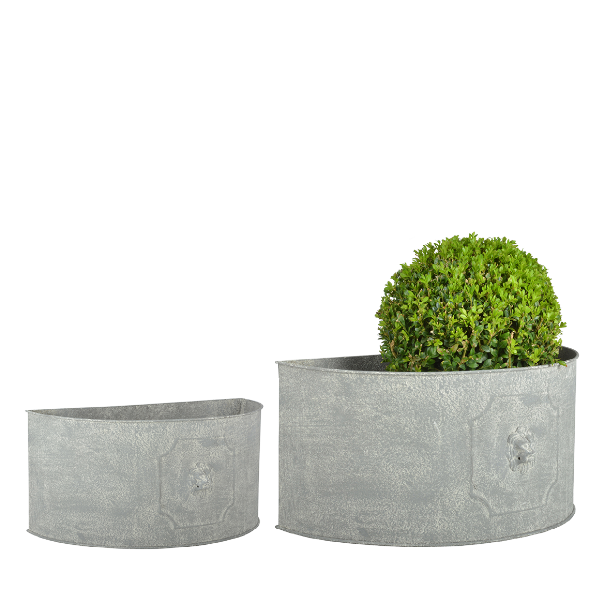 Esschert design - Aged Metal bloempot Leeuw halfrond set van 2