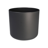Ronde anthracietkleurige plantenpot met gladde, matte buitenkant