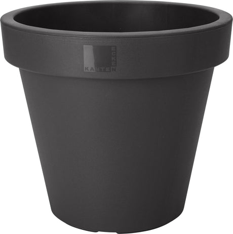 Ronde kunststof bloempot 40 cm in antraciet met brede bovenrand.