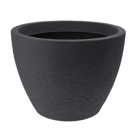 Donkergrijze steen-design bloempot met ronde vorm en ruwe textuur
