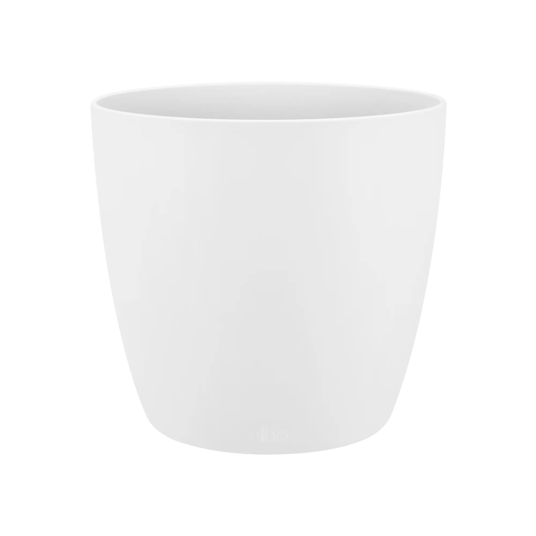 Witte Elho ronde plantenpot met brede rand en elho-logo