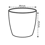 Ronde bloempotafmeting: 29,4 cm breed, 21,4 cm hoog