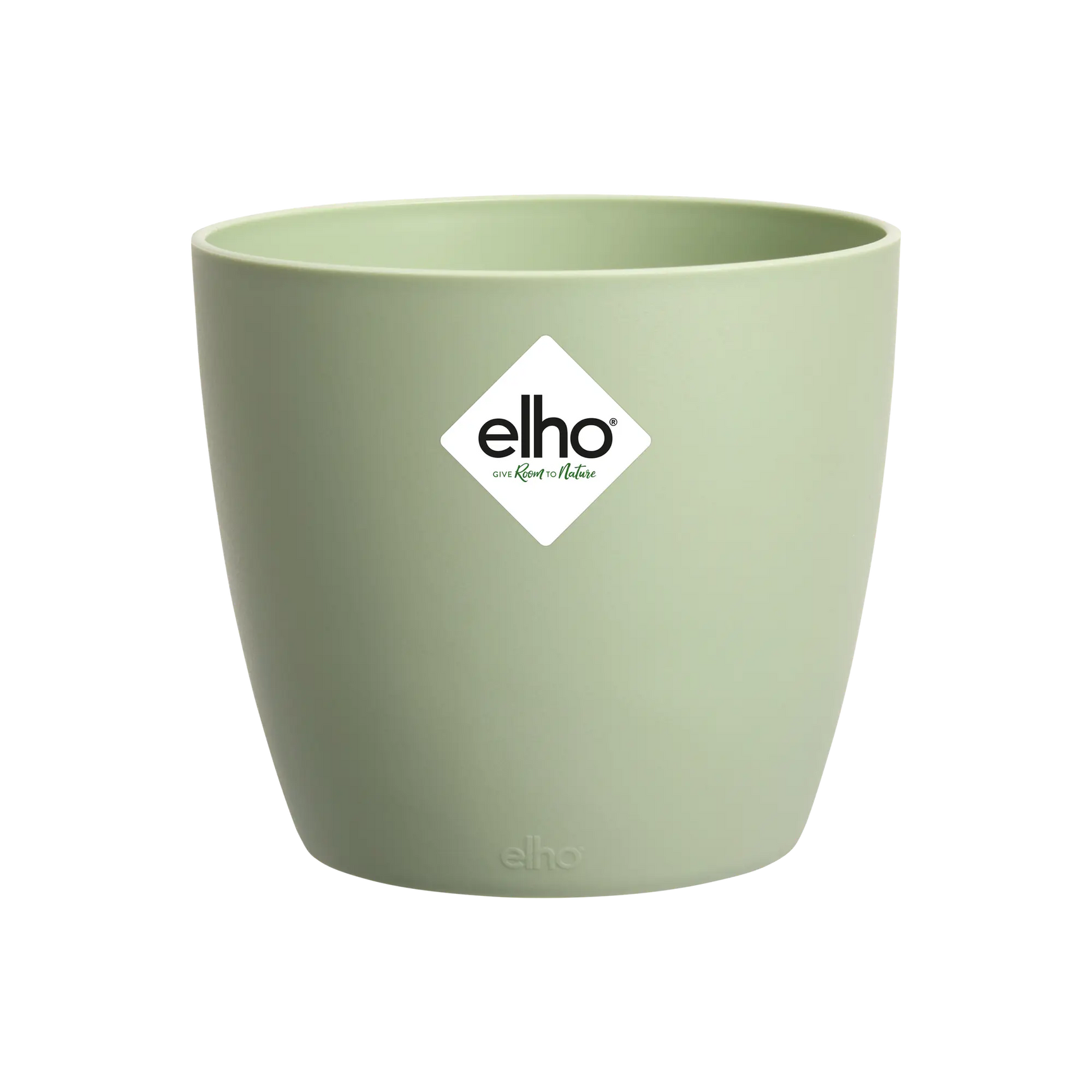 Elho sorbetgroene ronde bloempot van 14 cm, met logo op de voorkant