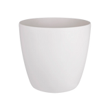 Witte ronde bloempot met gladde schaal, zonder zichtbare opdruk