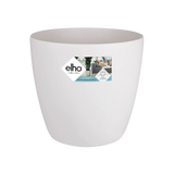 Witte ronde bloempot met elho-logo op de voorkant, 35 cm