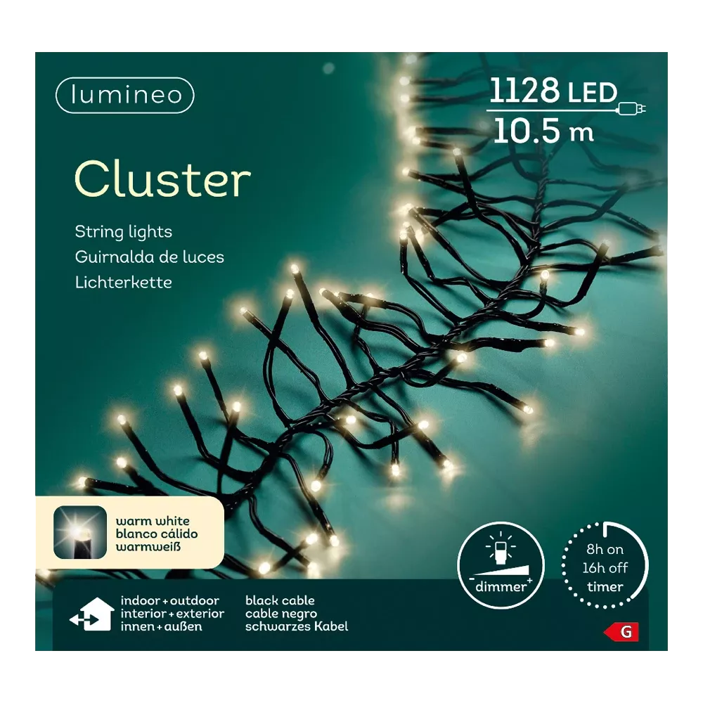 Clusterverlichting LED warm wit - 10,5m - 1128 lampjes