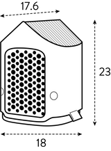 Wit insectenhotel pictogram met zwarte ronde gaten en deurvormige opening
