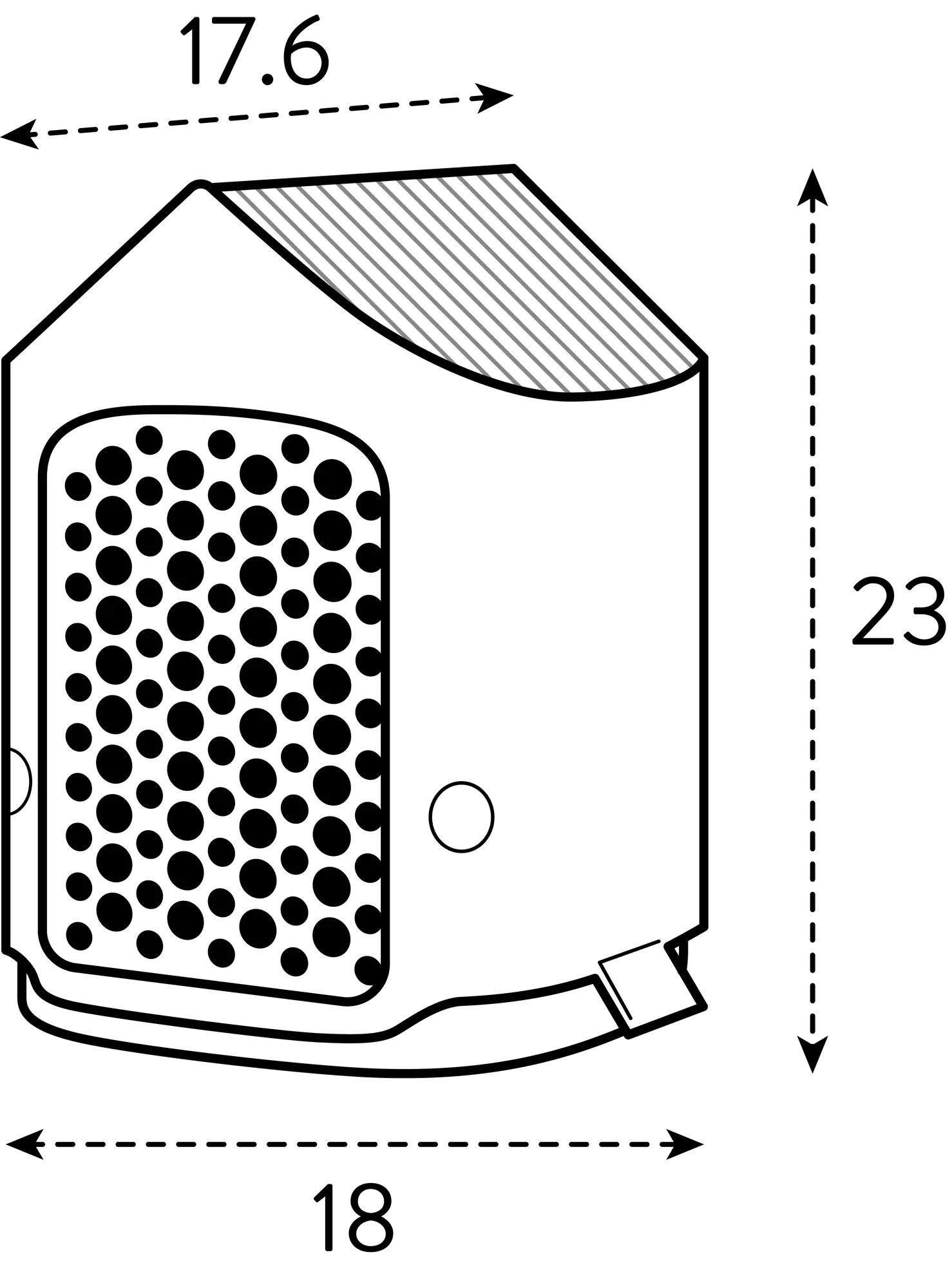 Elho insectenhotel icoon, witte schematische paddenstoelvorm met ronde gaten