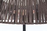 Zwarte terrasverwarmer met ronde grill en verticale warmtevinnen