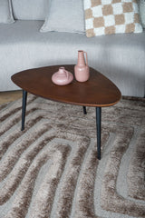 Rond vloerkleed met golvend abstract patroon in bruin en grijs, ø160 cm