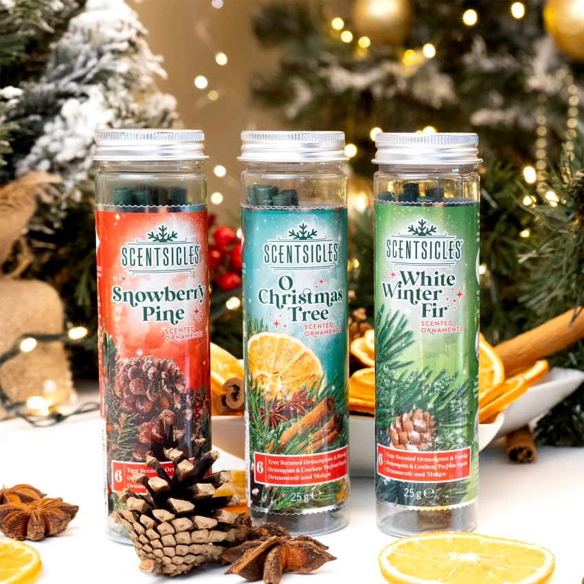 Geurstokjes voor in de kerstboom 6 stuks - Snowberry Pine