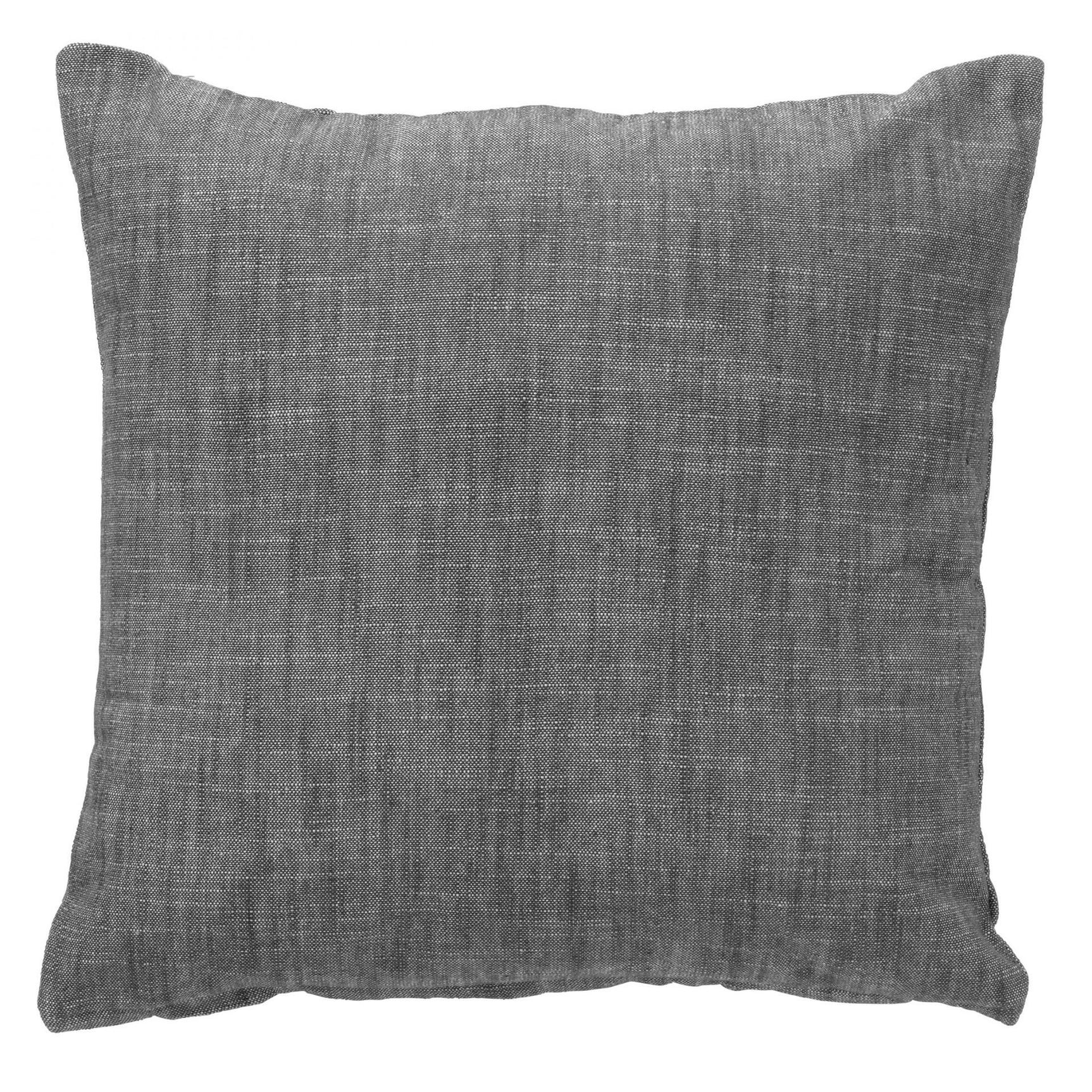 Sierkussen met linnenlook in houtskoolgrijs, effen 45x45 cm, vierkant met naden