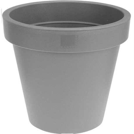 Lichtgrijze kunststof bloempot, rond, 20 cm