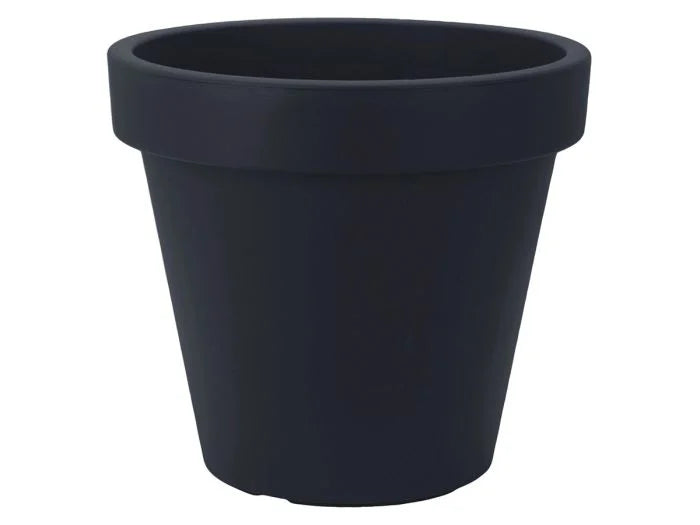 Antracietkleurige ronde kunststof bloempot met brede rand, 50 cm