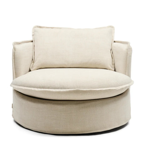 Rivièra Maison Alcudia loungefauteuil in naturel met rond zitkussen en losse rugkussen