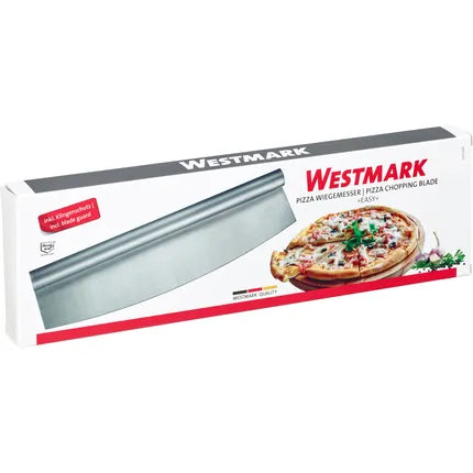 Westmark pizzamsnijblad van RVS op productverpakking doos
