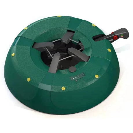 Groene kerstboomstandaard met ingebouwde LED en draaiknop, ronde basis en steunen