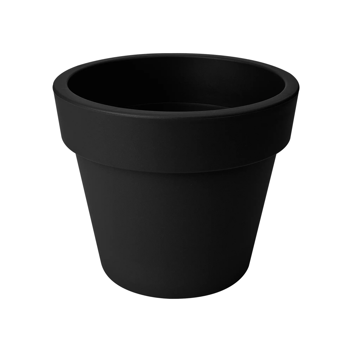 Zwarte Elho basics bloempot 30 cm, ronde kuipvorm, opstaande rand