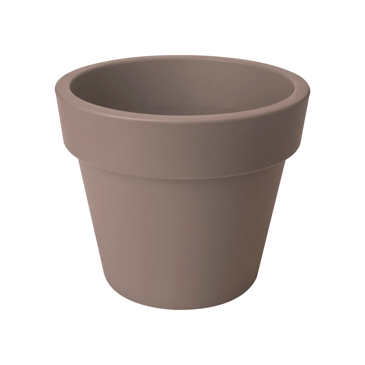 Elho taupe plantenpot met afgeronde bovenrand, effen gladde vorm