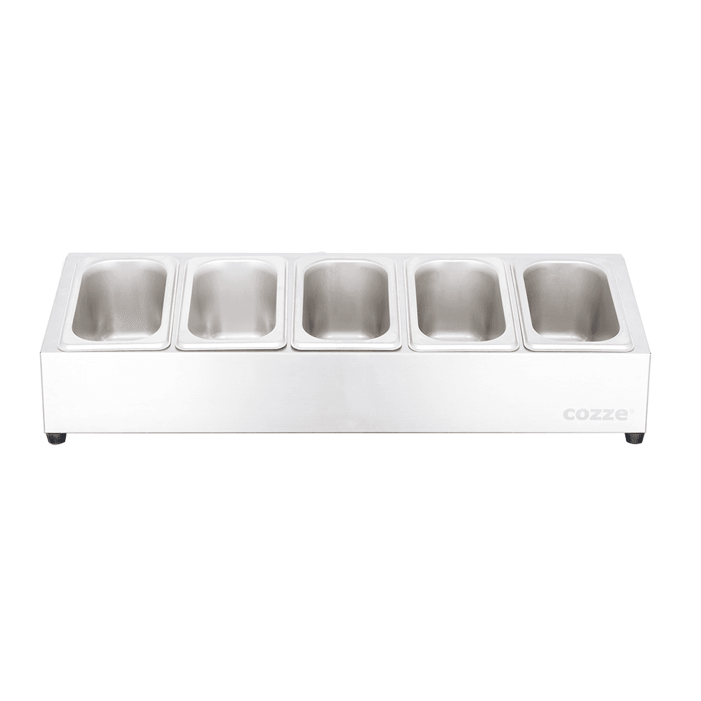 Cozze - Toppingstation met 5 bakjes en 5 deksels