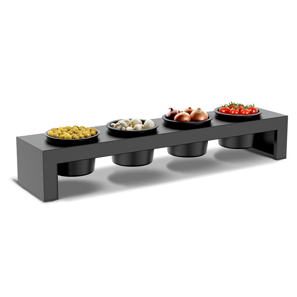 Cozze - Topping station incl 4 potjes zwart gepoedercoat staal