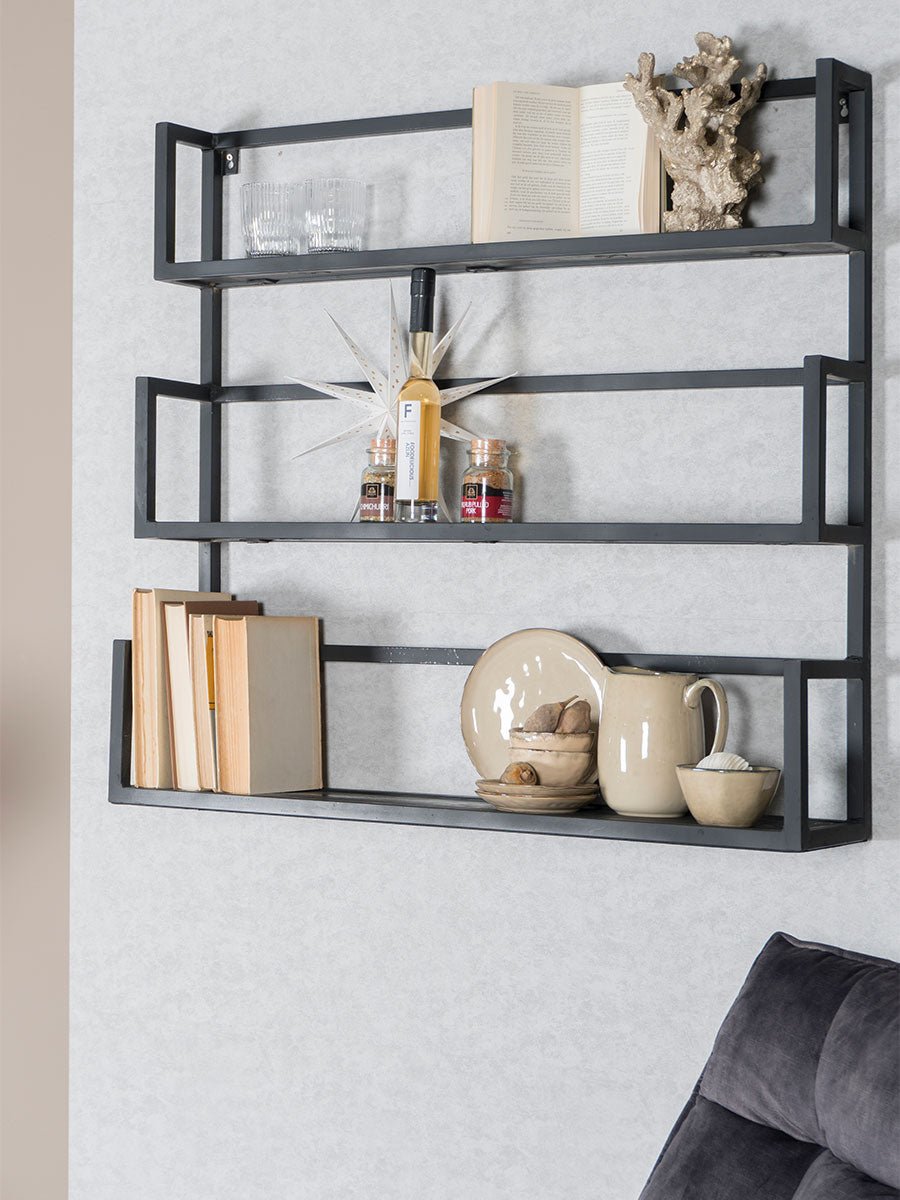 Wandplank Vintage Zwart Mangohout - Trio