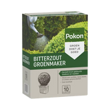 Pokon Bitterzout Groenmaker verpakking met 'Groen doet je goed' en 'Voor 10 planten'