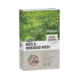 Pokon mos- en onkruidweg doos, frontaanzicht met afbeelding van gras en logo