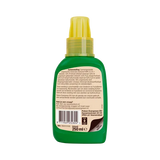 Orchideevoeding-fles met achteretiket, groene fles en gele dop, 250 ml