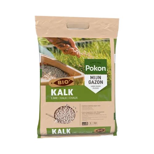 Pokon BIO kalkzak voor gazon met handgreep en groene opdruk