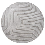 Rond vloerkleed met abstract golvend streeppatroon in beige en grijs, ø160 cm
