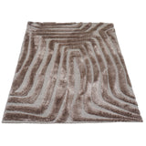 Vloerkleed met bruin-beige abstract strepenpatroon, rechthoekig, 200 x 290 cm