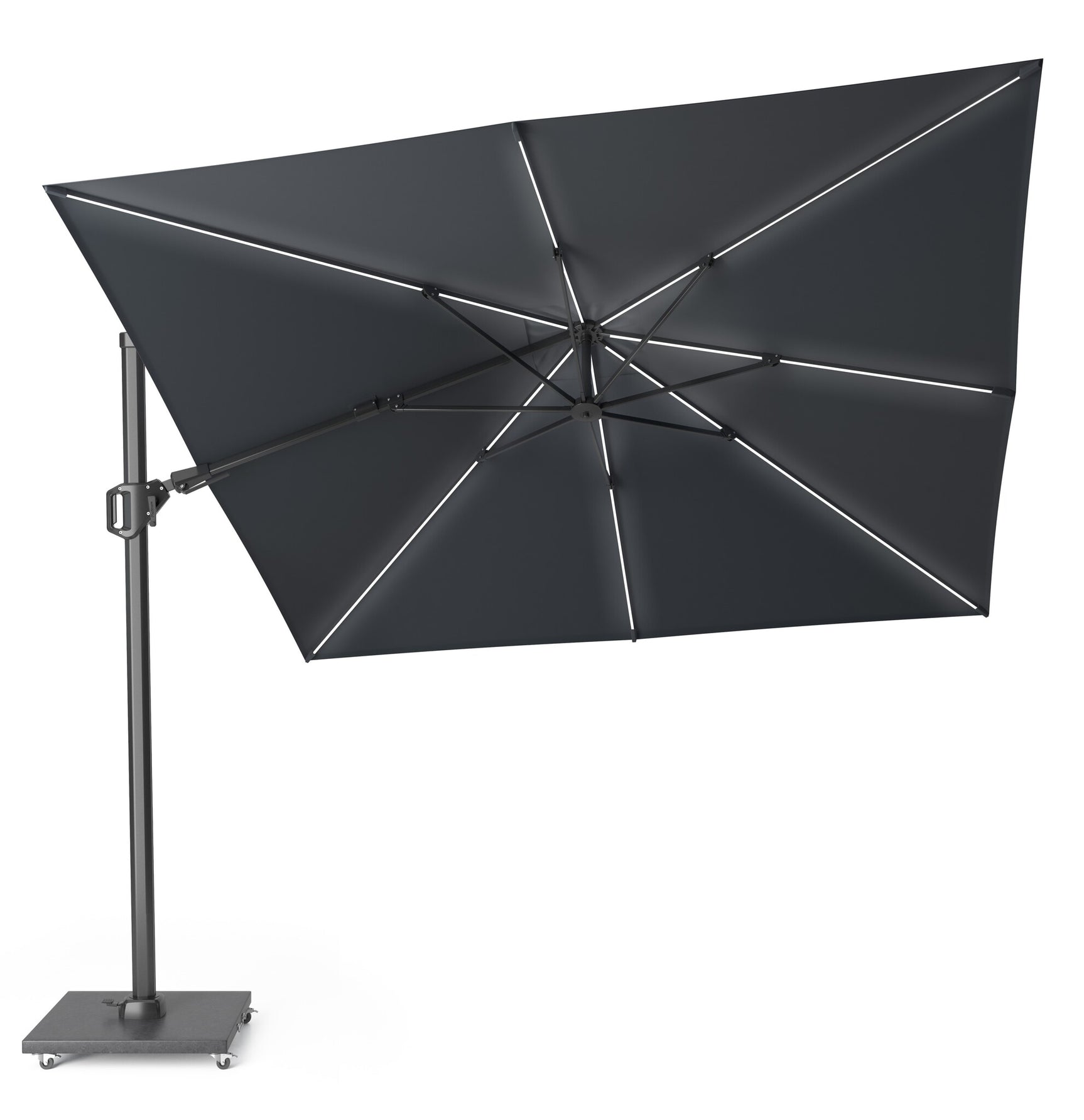 Platinum zweefparasol Challenger T² Glow 300x300 - antraciet