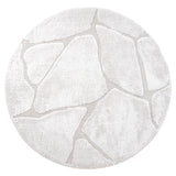 Rond crème vloerkleed met licht steenachtig patroon, zachte pool, ø160 cm