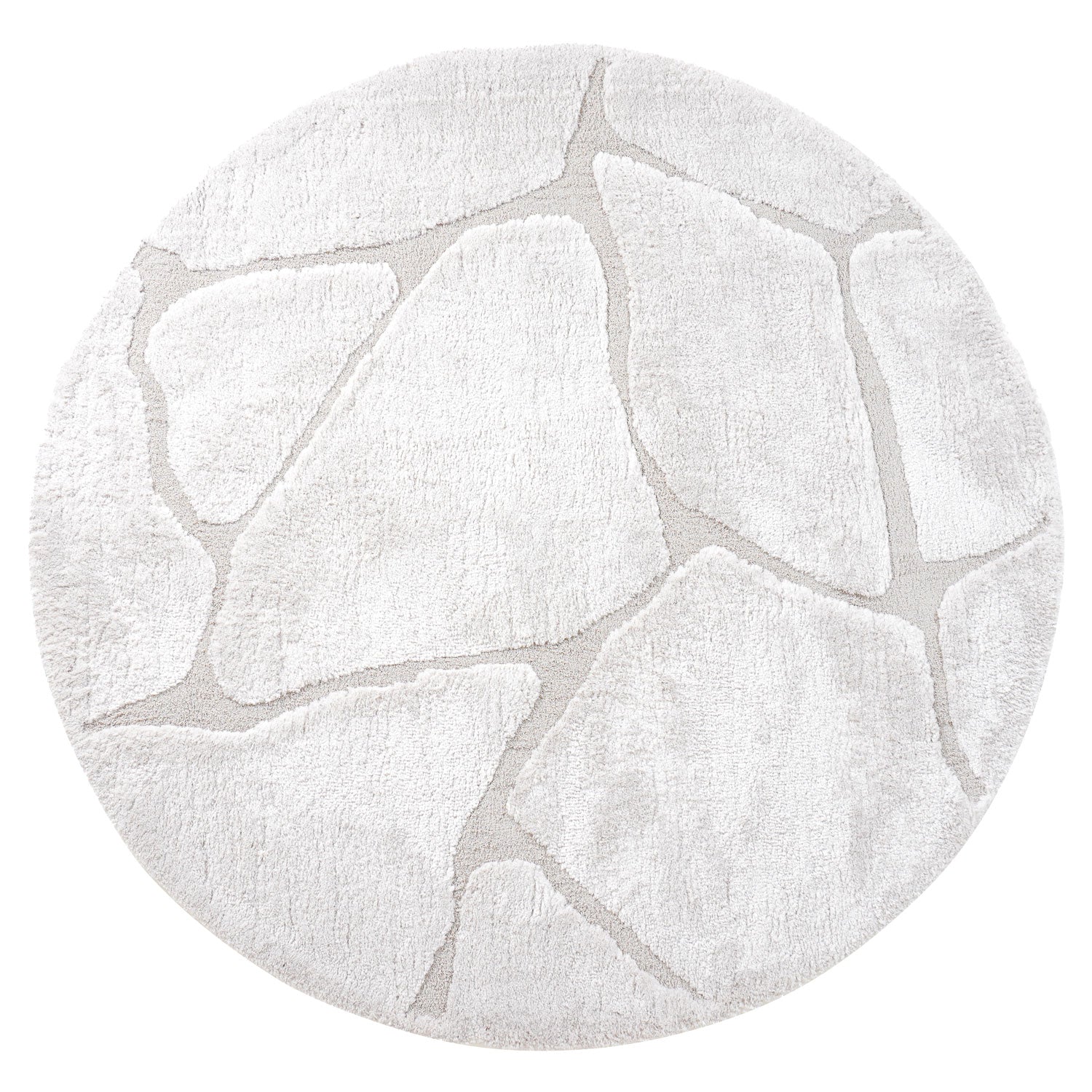 Rond crème vloerkleed met licht steenachtig patroon, zachte pool, ø160 cm