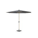 Platinum parasol met antraciet doek en teakhouten paal, ronde voet