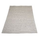 Lichtbeige vloerkleed met korte, grove geweven pool
