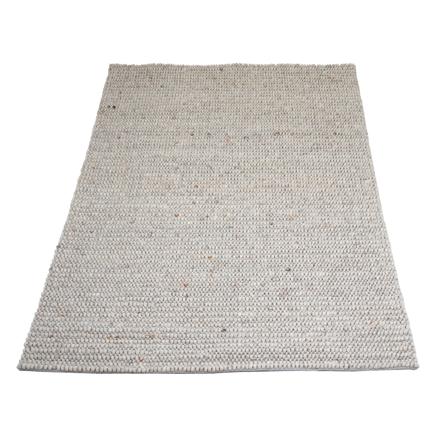 Lichtbeige vloerkleed met grof geweven, zacht pooloppervlak